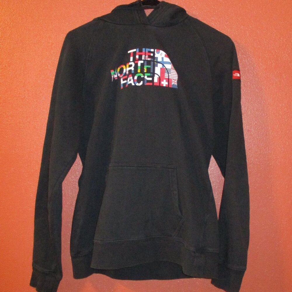 North Face Hoodie Woman Medium Black Red Blue Cool Summer Night Pullover Hoodie